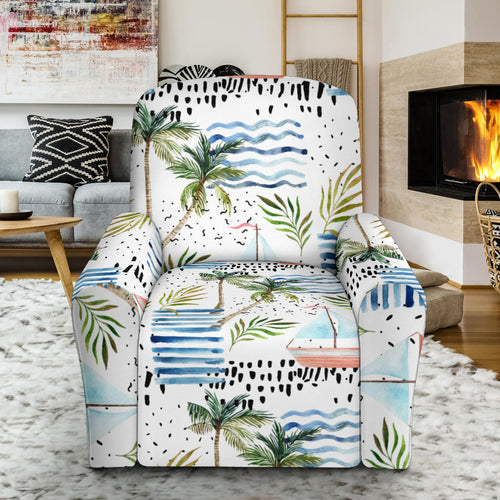 Sailboat Pattern Theme Recliner Chair Slipcover