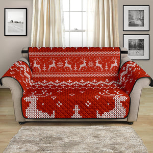 Deer Sweater Printed Red Pattern Loveseat Couch Cover Protector