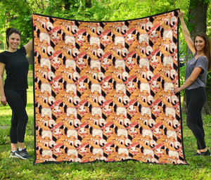 Squirrel Pattern Print Design 04 Premium Quilt