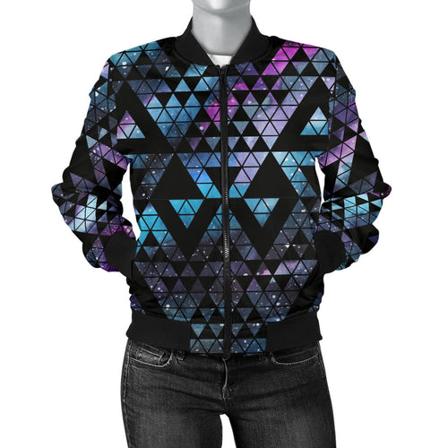 Space Galaxy Tribal Pattern Women Bomber Jacket