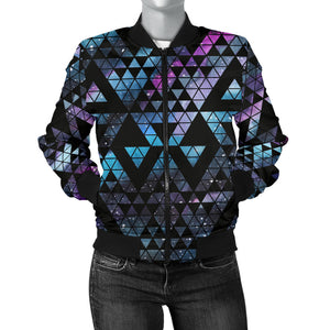 Space Galaxy Tribal Pattern Women Bomber Jacket