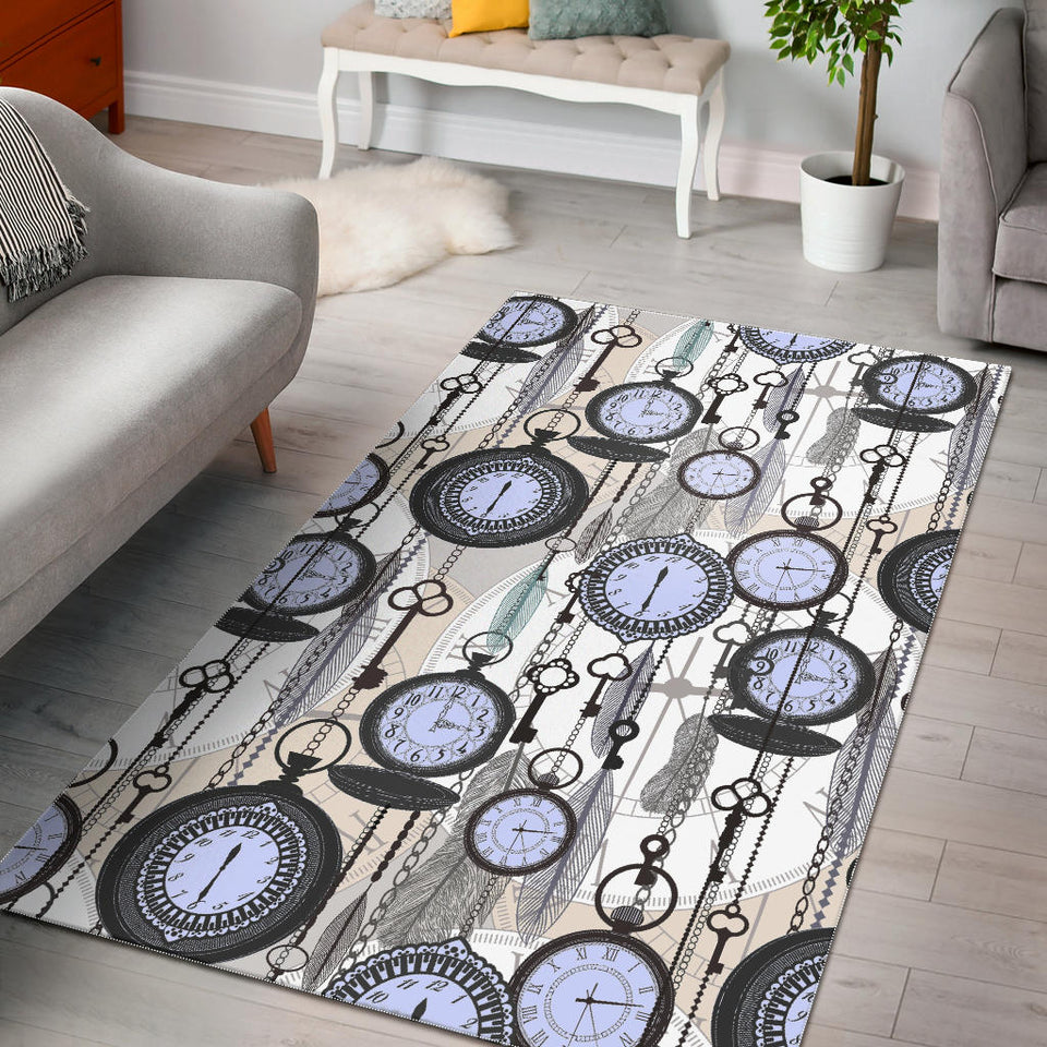 Vintage Clock Pattern Area Rug