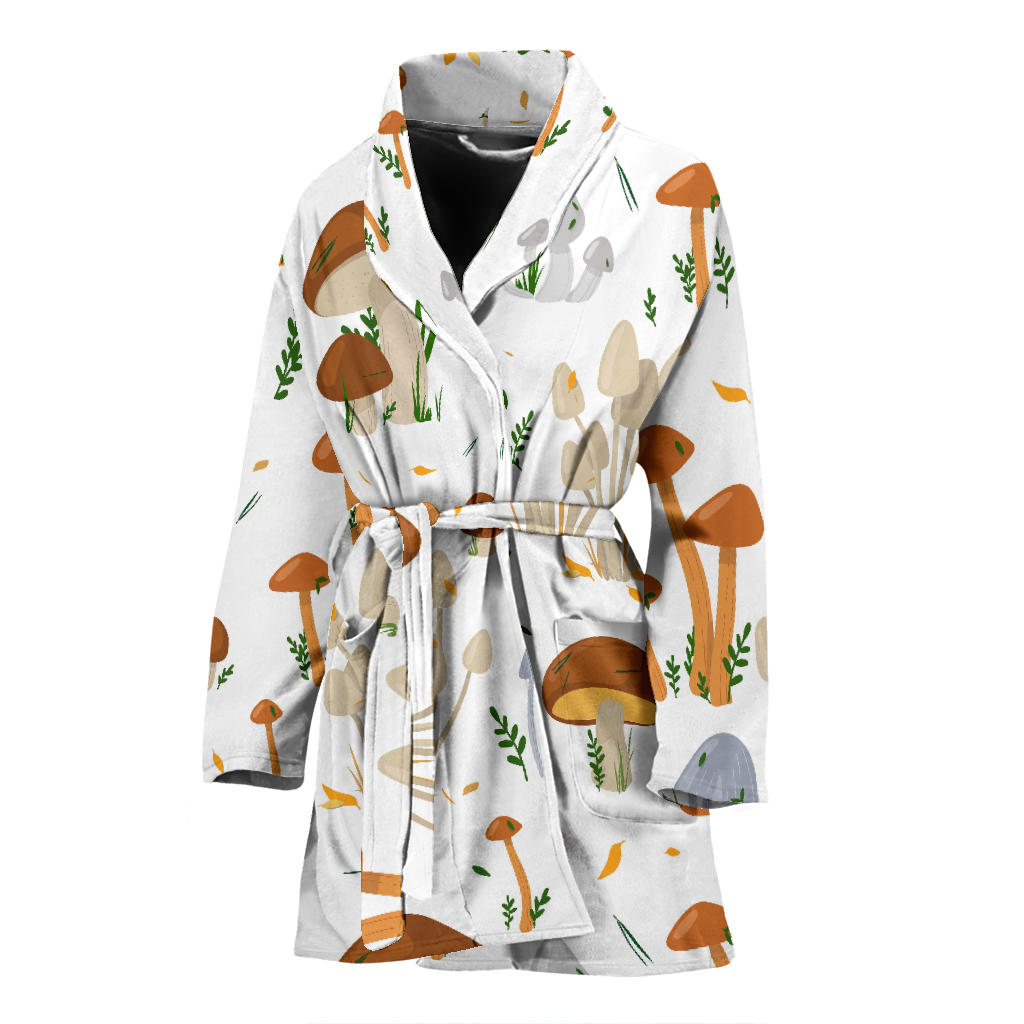 Mushroom Pattern Theme Women Bathrobe