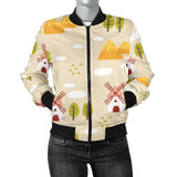 Windmill Pattern Women Bomber Jacket