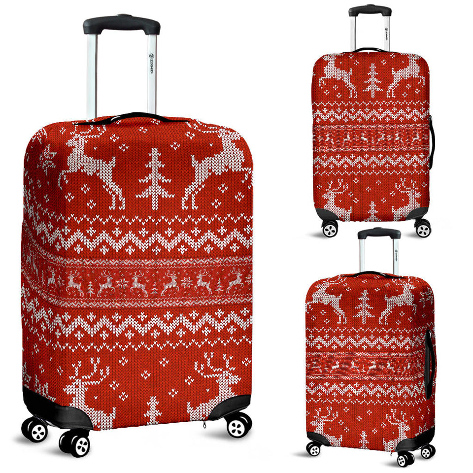 Deer Sweater Printed Red Pattern Luggage Covers