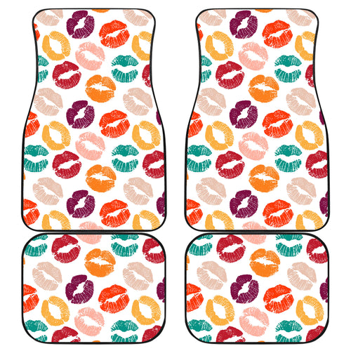 Lips Pattern Print Design 03 Front and Back Car Mats