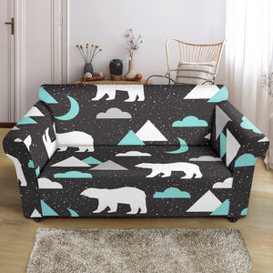 Polar Bear Moon Pattern Loveseat Couch Slipcover