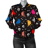 Colorful Crow Pattern Women Bomber Jacket