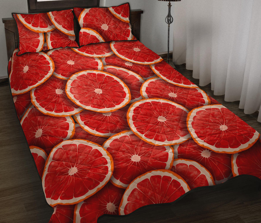 Sliced Grapefruit Pattern Background Quilt Bed Set