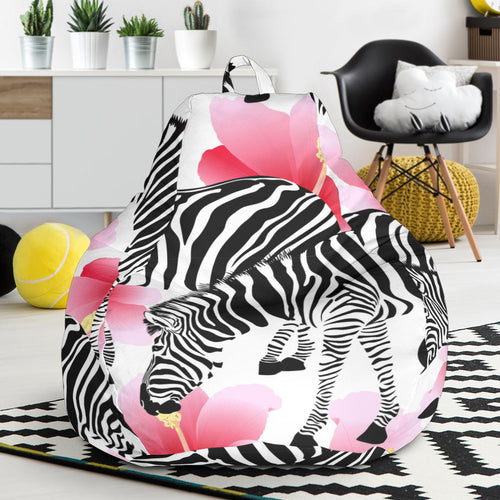 Zebra Red Hibiscus Pattern Bean Bag Cover