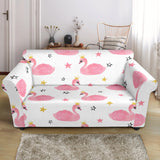 Pink Swan Pattern Loveseat Couch Slipcover