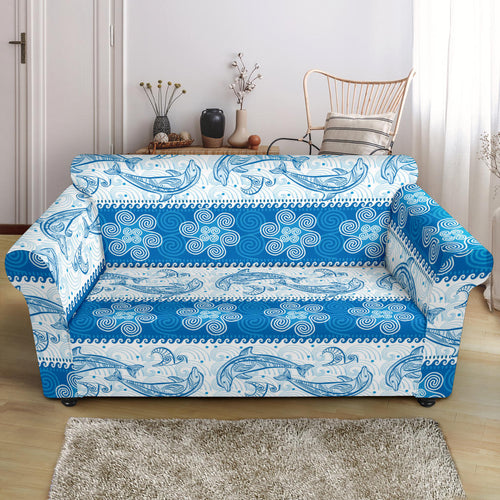 Dolphin Tribal Pattern Loveseat Couch Slipcover
