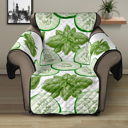 Sliced Cucumber Leaves Pattern Recliner Cover Protector