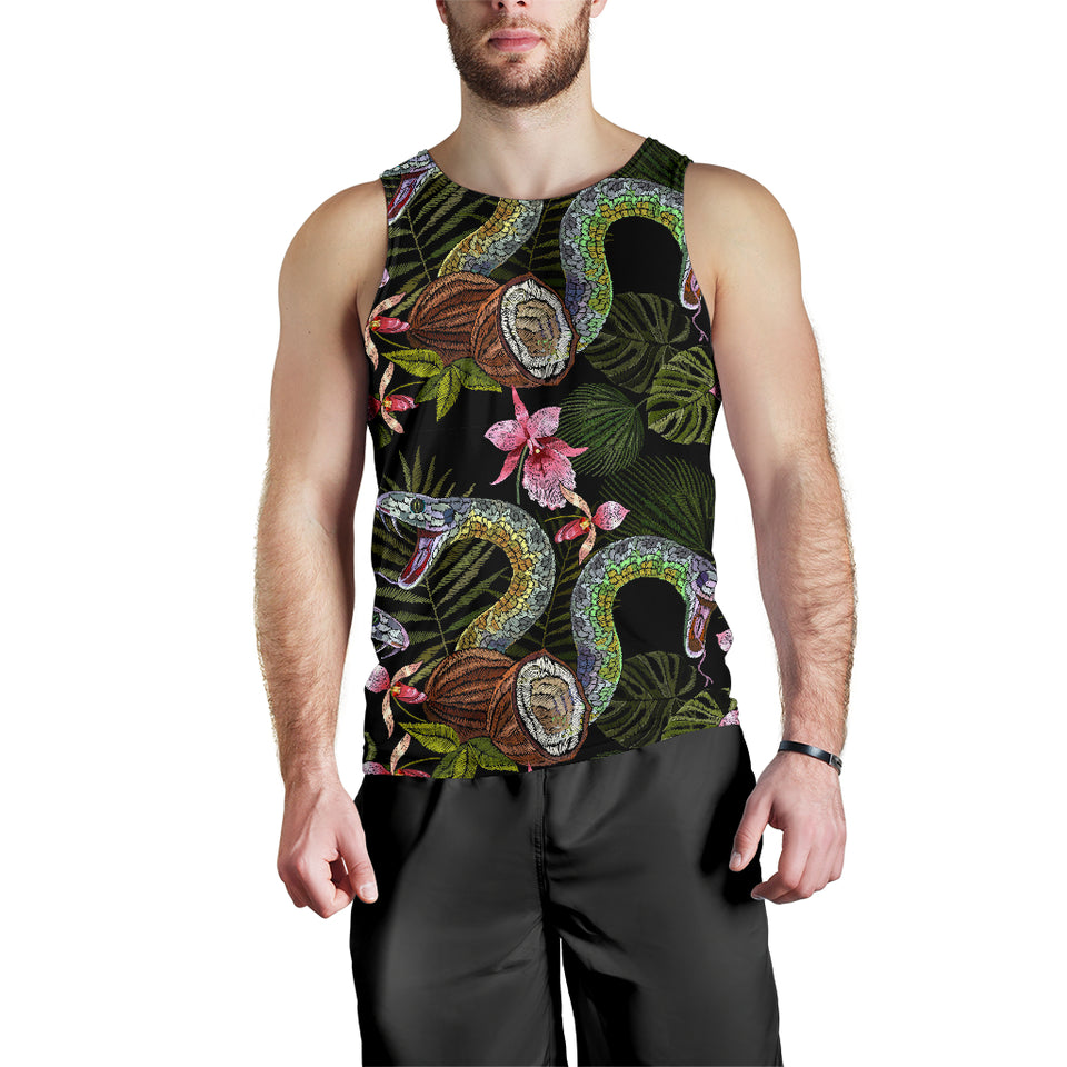 Snake Leaves Coconut Pattern Men Tank Top