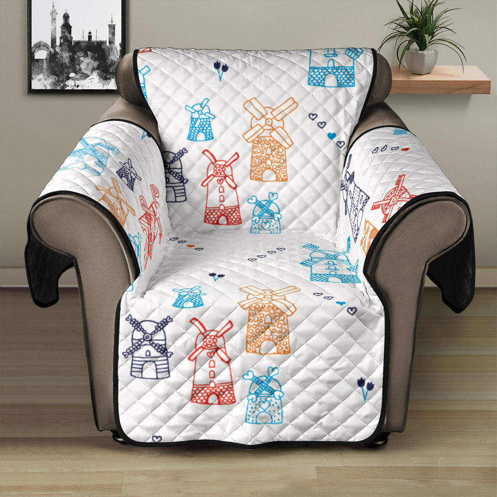 Hand Drawn Windmill Pattern Recliner Cover Protector