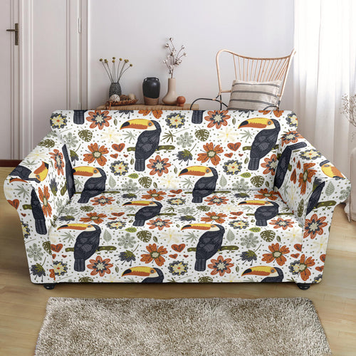 Toucan Flower Pattern Loveseat Couch Slipcover