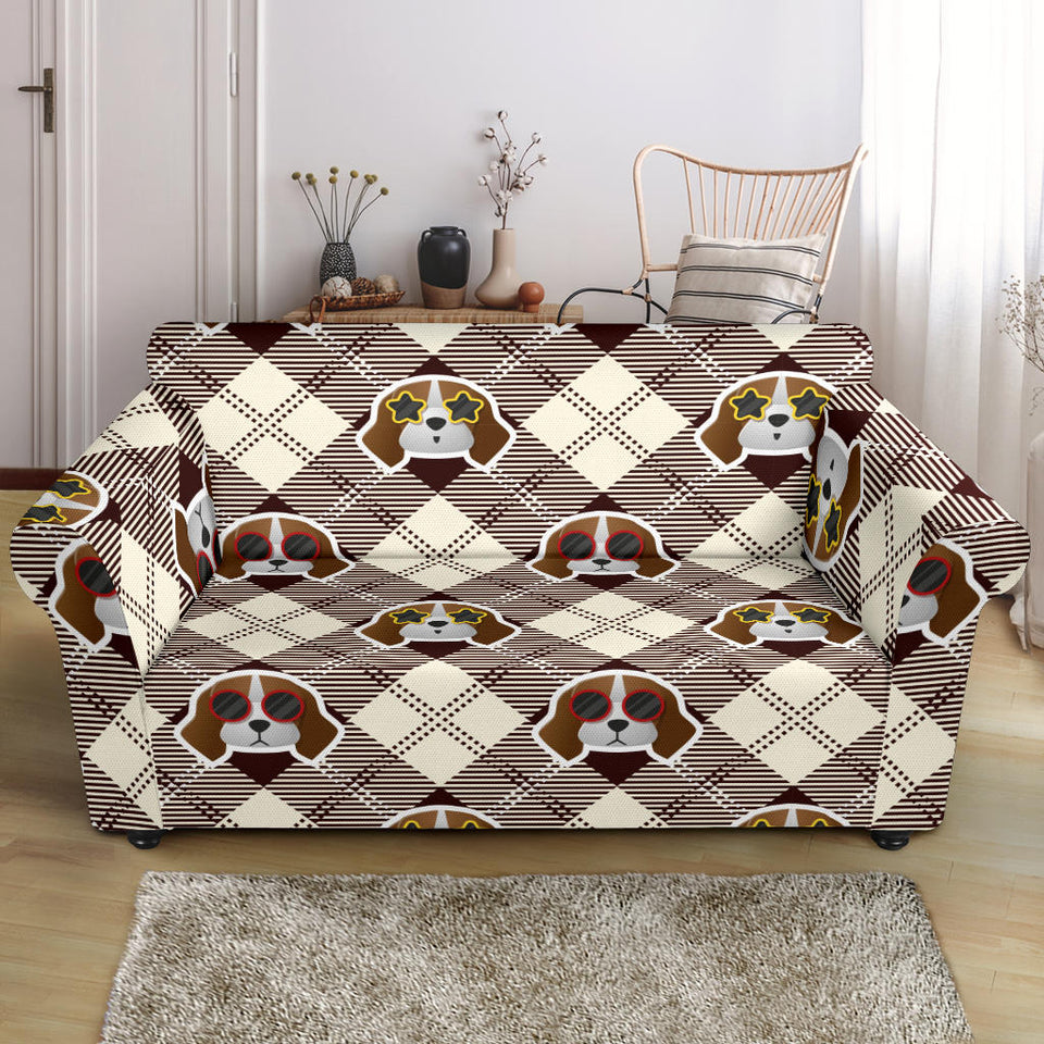 Beagle with Sunglass Pattern Loveseat Couch Slipcover