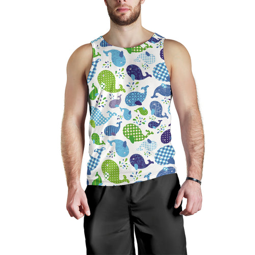 Whale Stripe Dot Pattern Men Tank Top