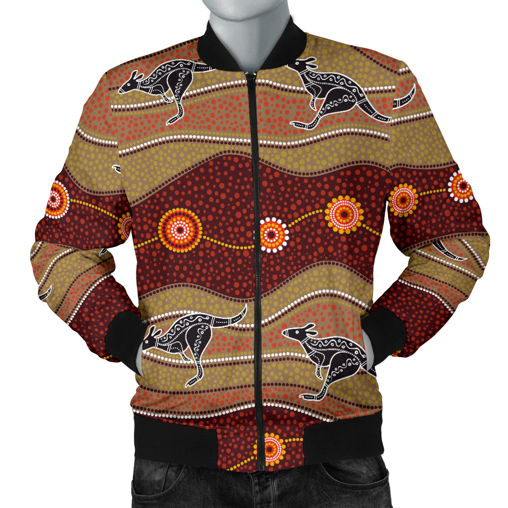 Kangaroo Aboriginal Pattern Men Bomber Jacket