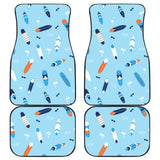 Surfboard Pattern Print Design 05 Front and Back Car Mats