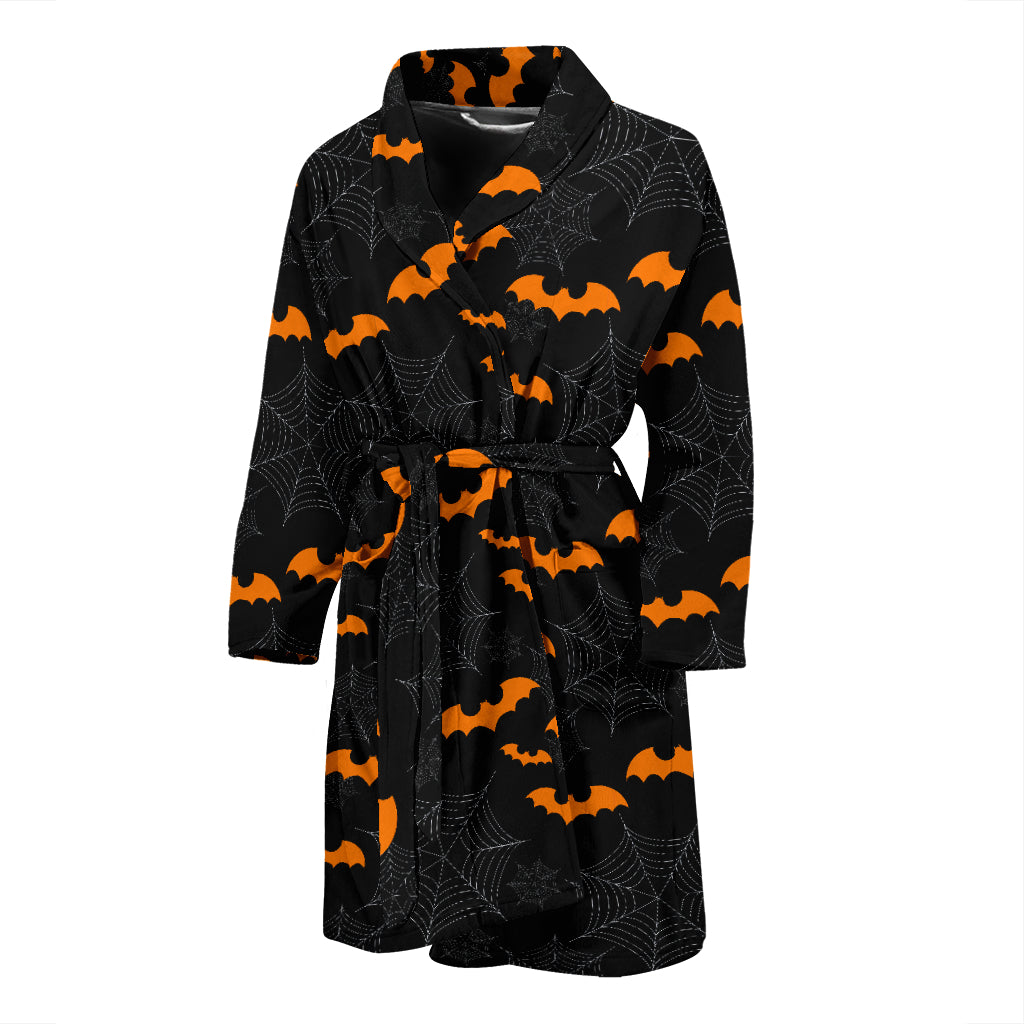 Cobweb Spider Web Bat Pattern Men Bathrobe