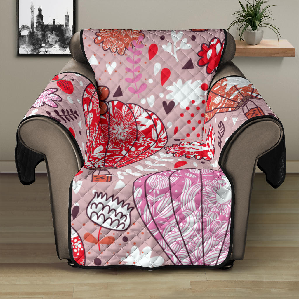 Red Pink Hot Air Balloon Pattern Recliner Cover Protector