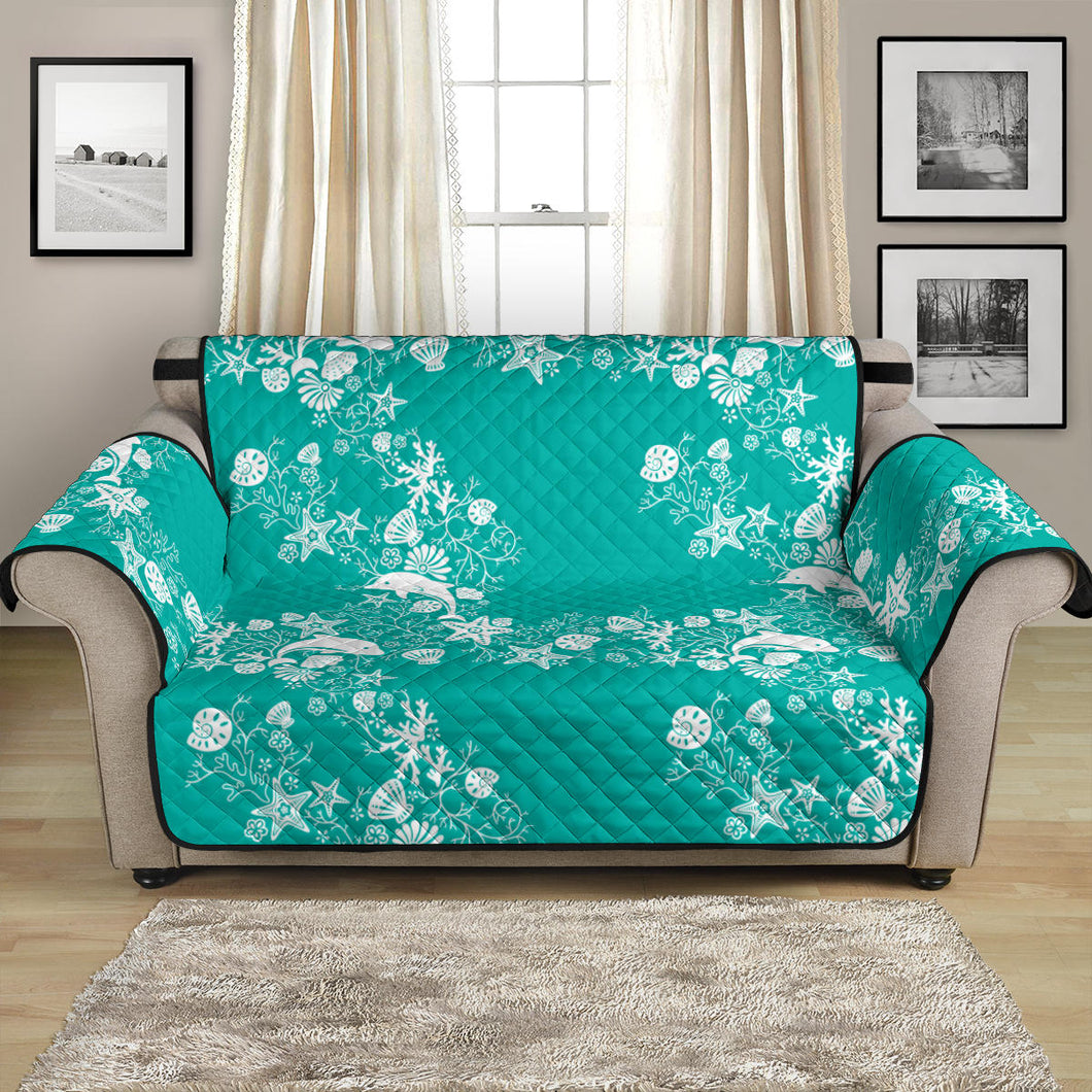 Dolphin Sea Shell Starfish Pattern Loveseat Couch Cover Protector