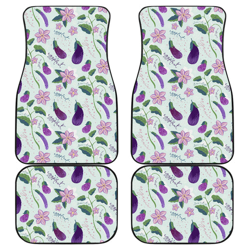 Eggplant Pattern Print Design 03 Front and Back Car Mats