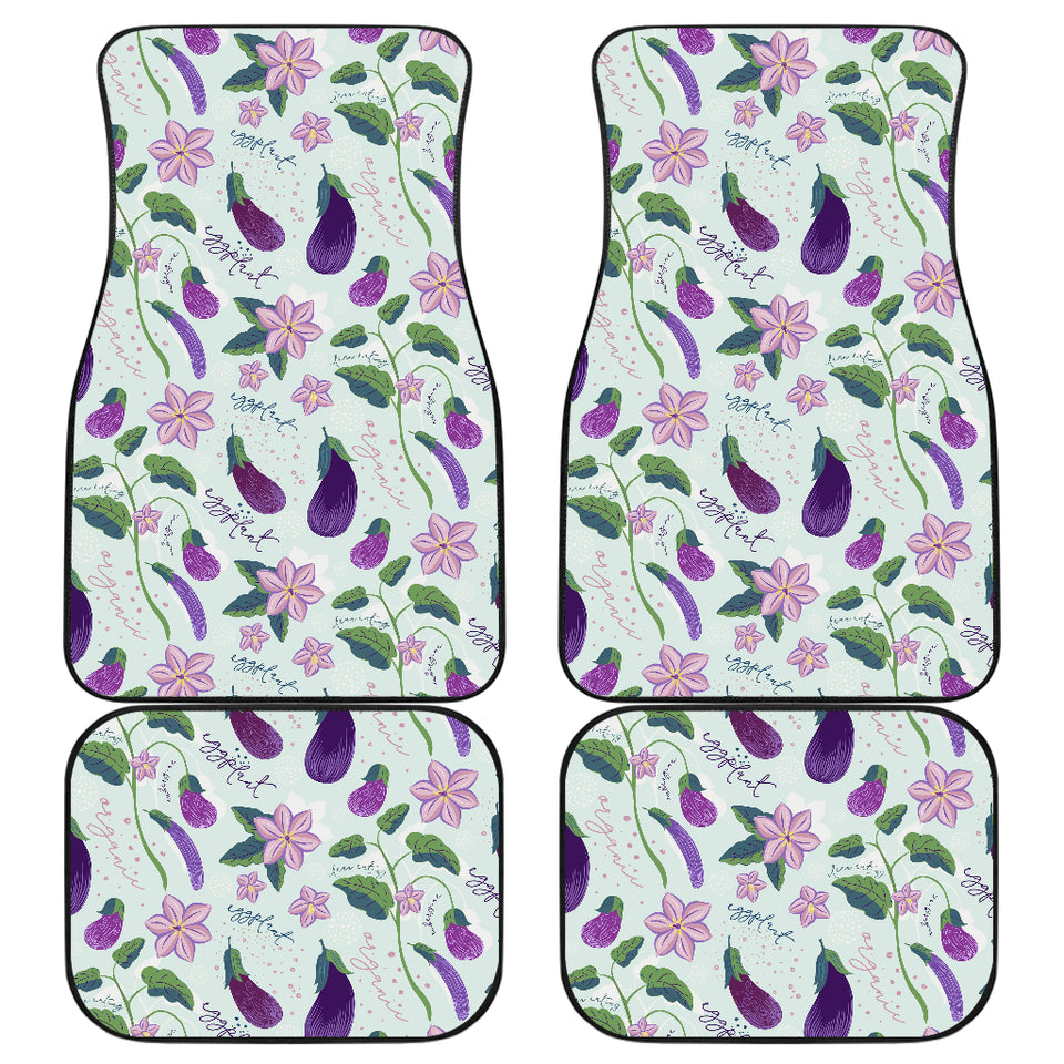 Eggplant Pattern Print Design 03 Front and Back Car Mats