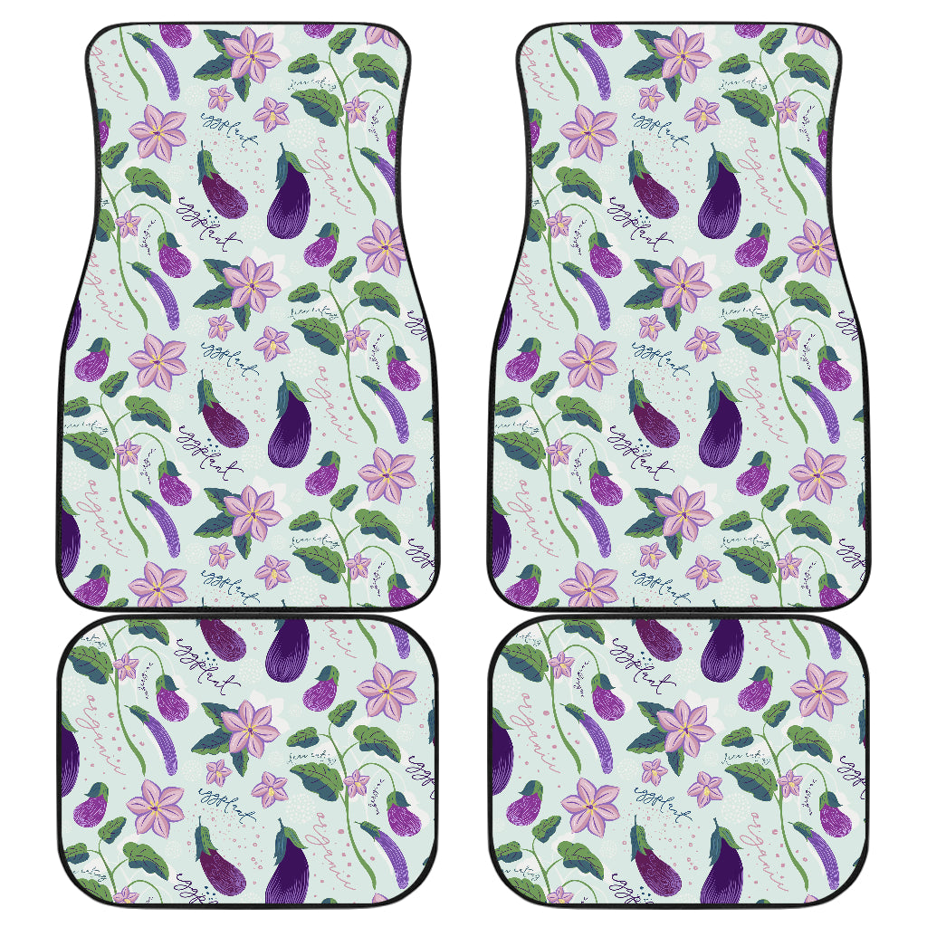 Eggplant Pattern Print Design 03 Front and Back Car Mats