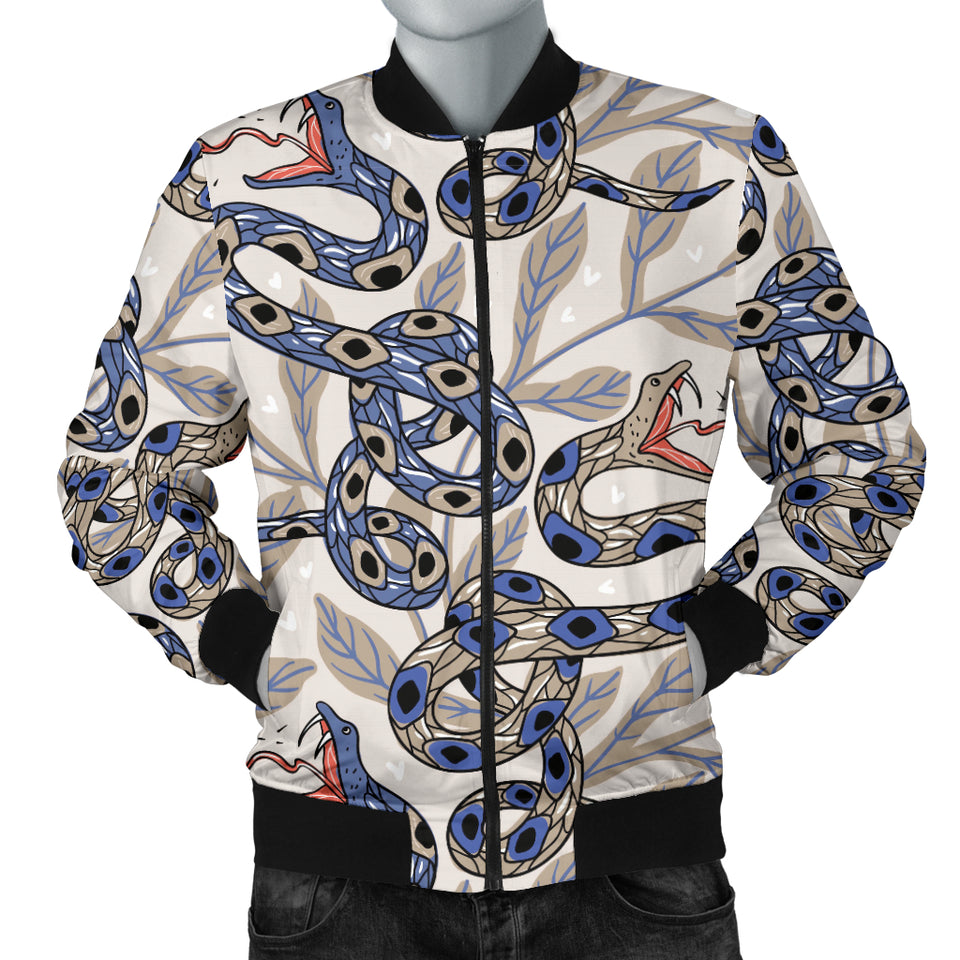 Snake Leaves Pattern Men Bomber Jacket