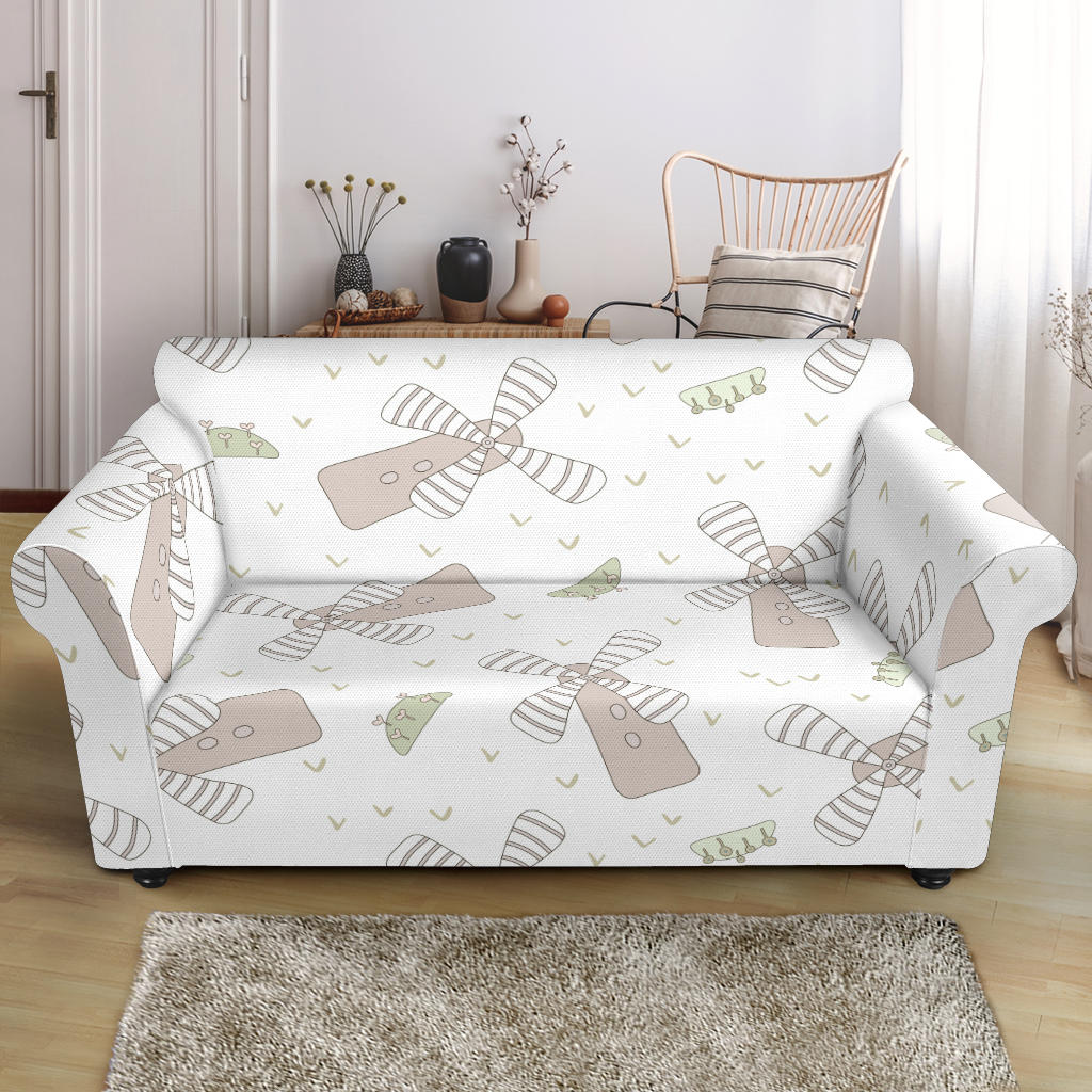 Windmill Pattern Background Loveseat Couch Slipcover