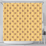 American Football Ball Pattern Yellow Background Shower Curtain Fulfilled In US