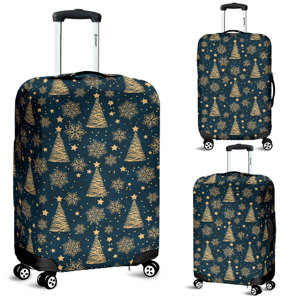 Gold Snowflake Chirstmas Pattern Luggage Covers