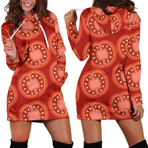 Sliced Tomato Pattern Women Hoodie Dress