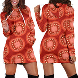 Sliced Tomato Pattern Women Hoodie Dress