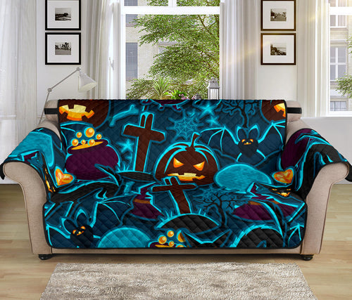 Halloween Pumpkin Cat Pattern Sofa Cover Protector