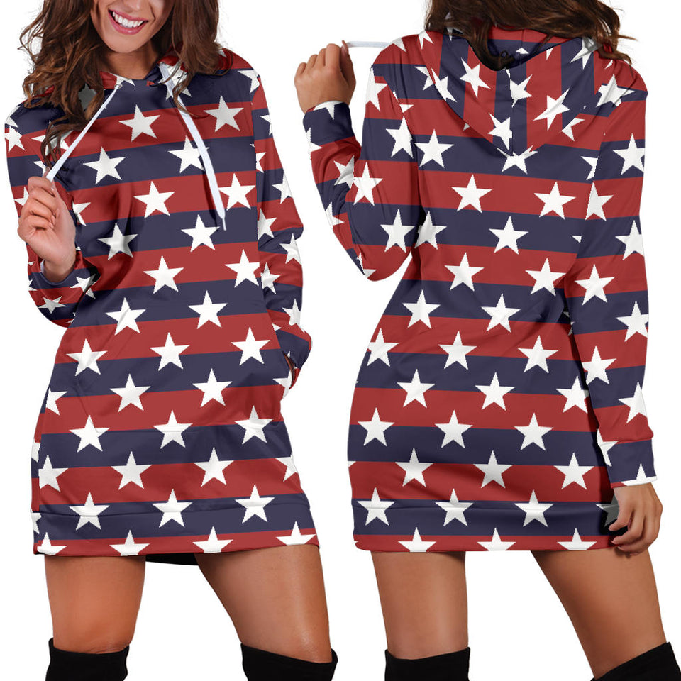 USA Star Pattern Background Women Hoodie Dress