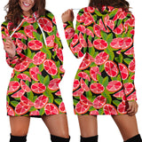 Grapefruit Leaves Pattern Women Hoodie Dress