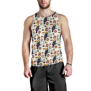 Toucan Flower Pattern Men Tank Top