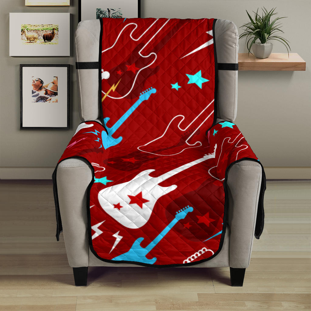 Electical Guitar Red Pattern Chair Cover Protector