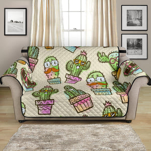 Cute Cactus Pattern Loveseat Couch Cover Protector
