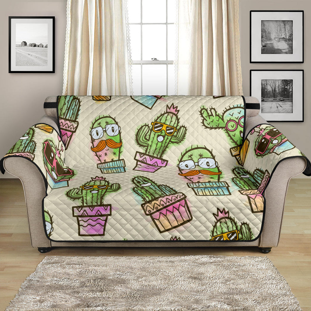 Cute Cactus Pattern Loveseat Couch Cover Protector