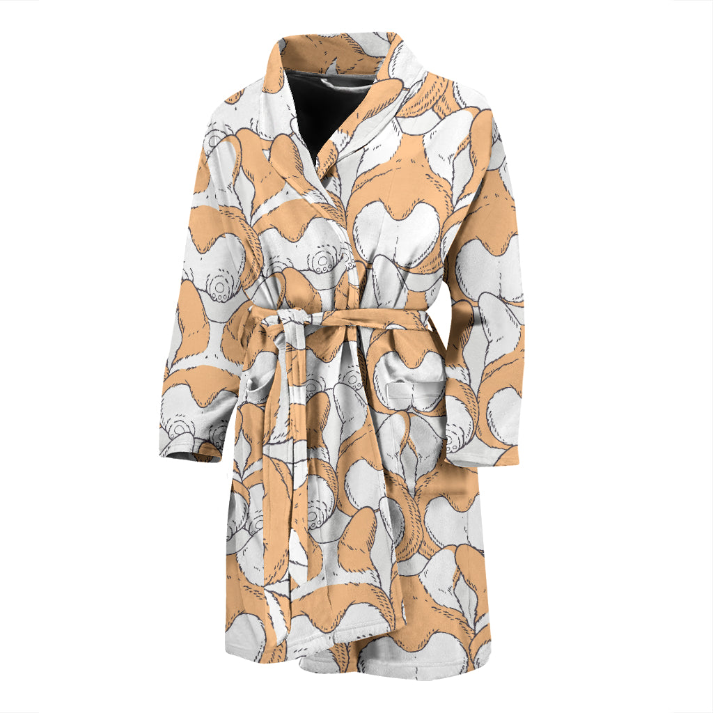 Corgi Bum Pattern Men Bathrobe