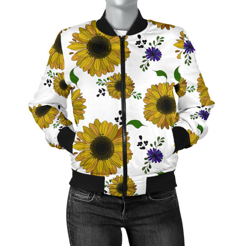 Sunflower Pattern Background Women Bomber Jacket