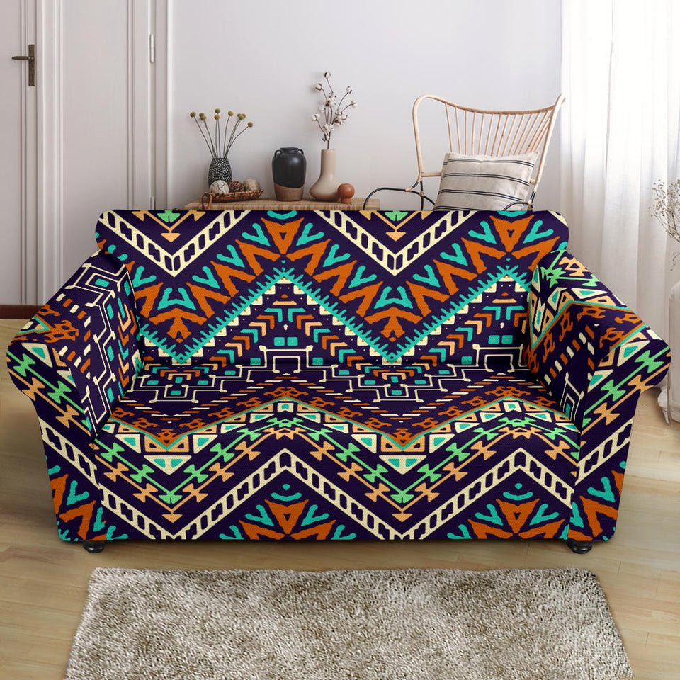 Zigzag Chevron African Afro Dashiki Adinkra Kente Pattern Loveseat Couch Slipcover