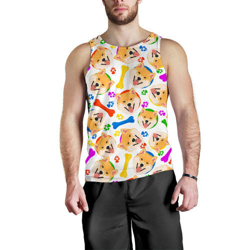 Shiba Inu Paw Bone Pattern Men Tank Top