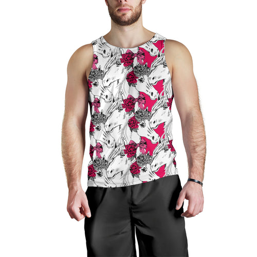 Horse Head Rose Pattern Men Tank Top