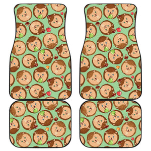 Hedgehog Pattern Print Design 01 Front and Back Car Mats