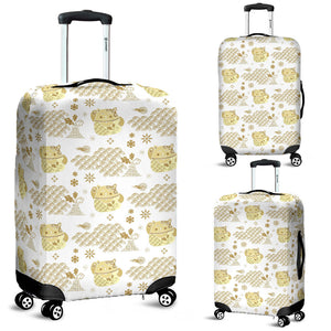 Gold Meneki Neko Lucky Cat Pattern Luggage Covers